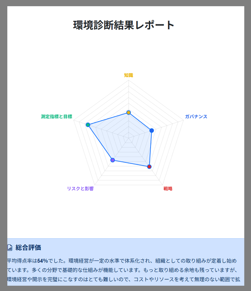 環境診断結果レポートのイメージ
